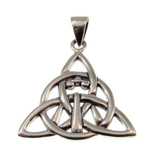 Solid 925 Sterling Silver Celtic Triquetra Knot Awen 3 Rays of Light Pendant